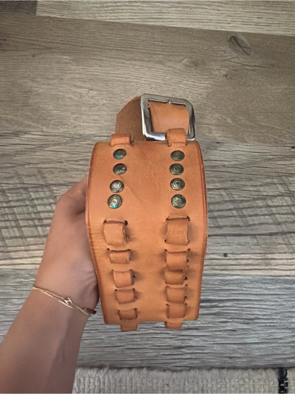 Vintage leather studded belt
